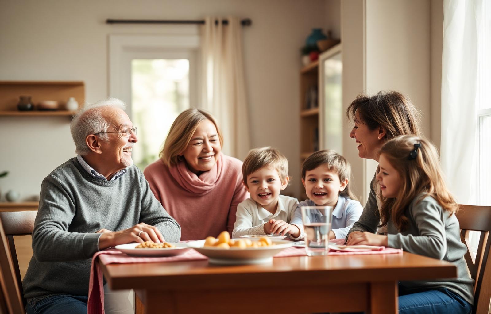 Famille multigénérationnelle réunie autour d'une table